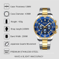 BIDEN 0163 Men's Watch Top Brand Luxury Stainless Steel Waterproof Military Chronograph Sport Watch Business Wrist Watch for Men